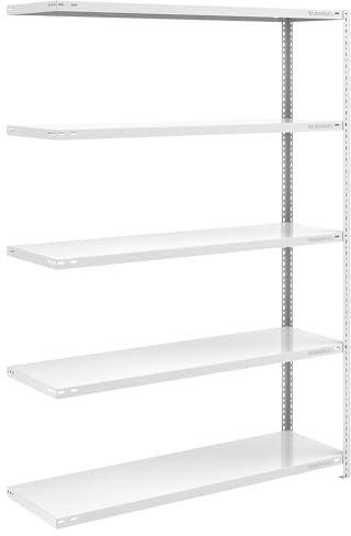 eurokraft | Lager-Schraubregal | RAL 7035 | mittelschwer | Regalhöhe 2000 mm | Bodenbreite 1300 mm | Tiefe 500 mm | Anbauregal