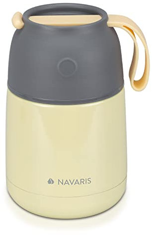 Navaris 450ml Thermobehälter für Essen - Edelstahl Warmhaltebox für Suppe Speisen Babybrei - Thermo Behälter Isolierbehälter auslaufsicher - Thermobecher - gelb
