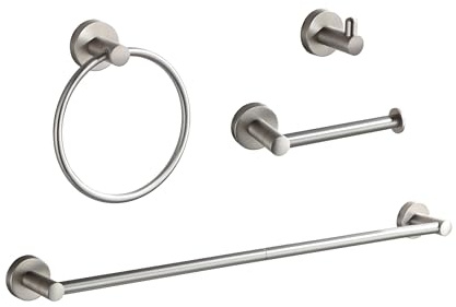 BGL Bathroom Accessory Set Brushed Nickel 4-Pieces Bathroom Towel Rack 24 Inches Adjustable Bathroom Hardware Set