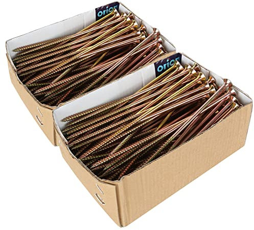 Lot de 100 Vis M6 6x160 en Acier Zingué - Vis à Bois Universelle Tête Fraisée Pozidriv pour Panneaux Aggloméré - Longue (Jaune)