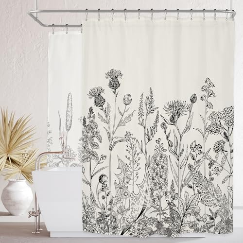 Clawfoot Tub Extra Wide Flower Wrap All Around Bathroom Shower Curtain Set