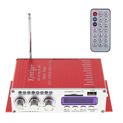 Fasizi 12V Hi-Fi Amplificatore Audio Stereo Digitale USB SD Dvd FM Audio Stereo Radio MP3 Altoparlante Amplificatore Bluetooth per Auto per Auto Moto Barca -Rosso