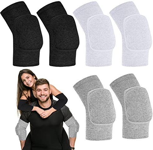 Tarpop 3 Pairs Volleyball Elbow Pads Arm Brace Pads Elbow Protector with Breathable Anti-Collision Sponge Compression Arm Support for Women Men Basketball Tennis Football Skating(Black, White, Gray)