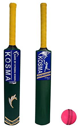 Kosma Bat Batte de Cricket Jeunesse Unisexe, Vert/Jaune, Junior