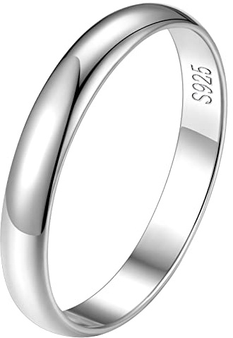 FindChic Anillo de Plata de Ley 925 para Hombre Mujer Anillo Personalizable de Moda 2/3/4/5mm Ancho Talla 6.75-30 Caja de Regalo