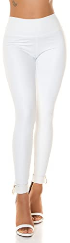 Koucla Leggings invernali a vita alta in similpelle S/M, bianco