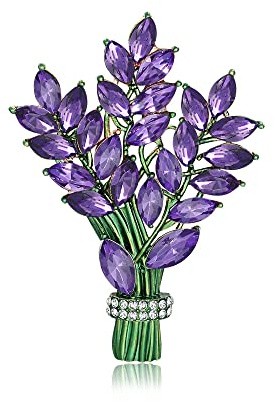 Spilla delicata a forma di lavanda, per donne e ragazze, con strass viola e zirconia cubica, accessorio per abiti in tessuto, feste di nozze, Metallo