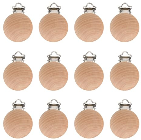 Clip Ciuccio, Clip Ciuccio Legno Clip, Clip Portaciuccio, Clip Ciuccio In Legno, Porta Ciuccio Legno, Clip Ciuccio Legno Di Bambino, Clip Porta Ciuccio Legno Dentizione, 12 Pezzi