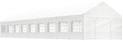 LAPOOH Pavillon mit Dach Weiß 20,07x4,08x3,22 m Polyethylen, Gartenpavillon, Faltpavillon, Pergola, Partyzelt, Standmarkise, Sonnenzelt, Garten Pavillion, Grillpavillon 3155493