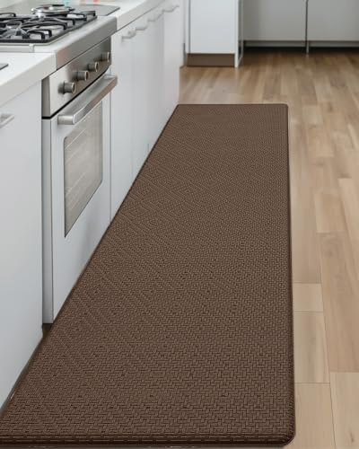 COLOR&GEOMETRY 44x150 cm tappeto cucina antiscivolo lavabile, Passatoia cucina tappeti cucina, Anti-fatica tappeto vinile cucina imbottito in schiuma per stare in piedi comodamente, Marrone
