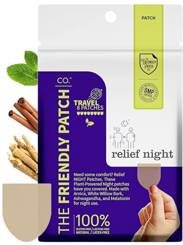 Relief Night Patch - 8 Pack Arnica, White Willow Bark, Melatonin, Ashwagandha for Soreness for sleep patches for Women and Men