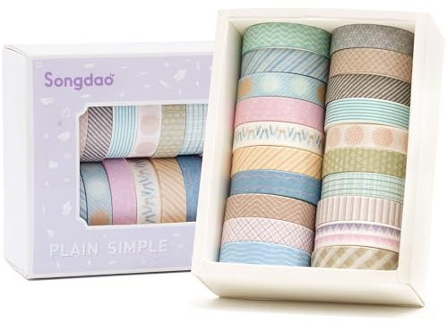 Songdao Basic Washi Tape Set 20 rullar maskeringstejp dekorativ tejp för scrapbooking DIY hantverk (stil två)