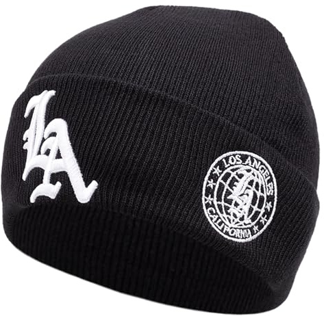 UMiCHOi Los Angeles Beanie Hats for Adults Men Women Black Gray Hat Beanie Cap for Teens Youth