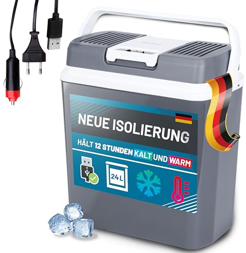 WONEA 24 Liter Thermoelektrische Kühlbox mit USB Anschluss für Powerbank, 12V 230V KÜHLEN und WÄRMEN, Leise Camping Kühlbox Auto LKW