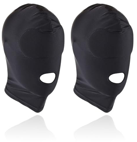 INBOLM 2 PCS Full Cover Hood Mask,Opened Mouth Eye Protection Face Mask Elastic and Breathable Suitable for Role Playing Carnival Dress Up Couple Games Unisex (Black)