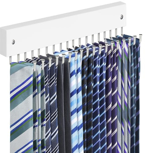 Lomrsiul - Appendiabiti da parete per cravatte, antiscivolo, girevole a 180 gradi, con 18 ganci, organizer per armadio e conservazione per cravatte, cinture, collane, borse, sciarpe, borse, colore
