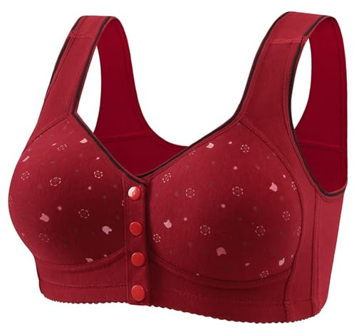 Comfy Support Bras for Women UK Women's Front Button Shaped Cup Middle and Elderly Underwear Without Wires Vest Large Size Women's Printed Bra One Shoulder Bras for Women