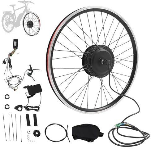 Jiumxliu Kit de conversión de bicicleta eléctrica 24 pulgadas, 36V, 500W, rueda delantera, motor sin escobillas, 30-35 km/h, 5 niveles PAS