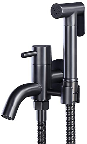 EliteBloom Toilet Spray Gun Kit Handheld Bidet Sprayer for Toilet Bidet Shower Sprayer Black with Hose Cold Water Tap Brass Toilet Bidet Sprayer,