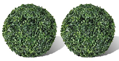 LoogCape Sfere di bosso artificiali, 2 pezzi, diametro 27 cm, resistenti alle intemperie, piante decorative per interni ed esterni, ideali per balcone, giardino, soggiorno, piante in PVC durevoli