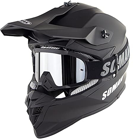 Casco Motocross Con Gafas, Homologado DOT/ECE Casco De Moto Cross Integral Casco Todoterreno Downhill Casco Deportivo Off Road Casco Enduro Para Mujer Y Hombre Adultos Matte Black,XL