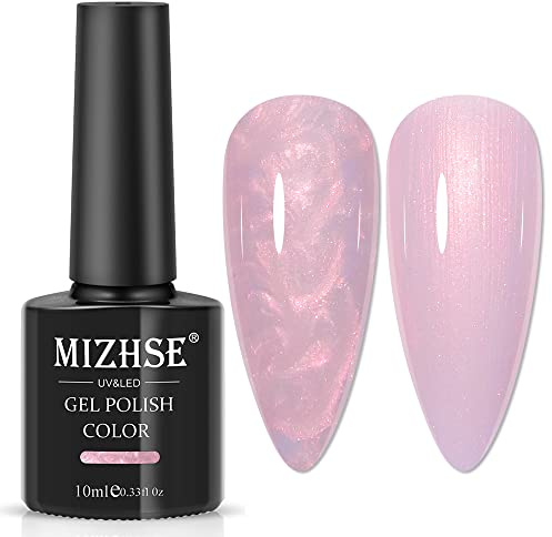 MIZHSE Rosa UV Nagellack Pearl Gel Nagellack für Nägel, Rosa, 10ml