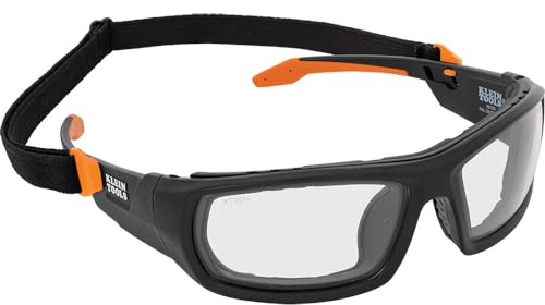 Klein Tools 60470 Safety Glasses, ANSI Z87.1+ Pro Full Frame Gasket Safety Glasses, Clear Lenses, UV Protection, Anti-Fog, Scratch Resistant