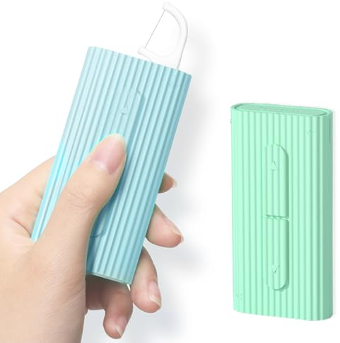 Dental Floss Picks Portable Case-20 Count Pocket-Sized Professional Flosser Dispenser-LIAMOSS Superfine Toothpicks Sticks-Best Dental Oral Care(Blue Green)