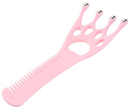 Healeved 1pezzi Pettine Massaggiante Portatile Acciaio Spazzola Ergonomica Per Massaggio Del Capelluto Stimola La Circolazione e Stress Colore Rosa