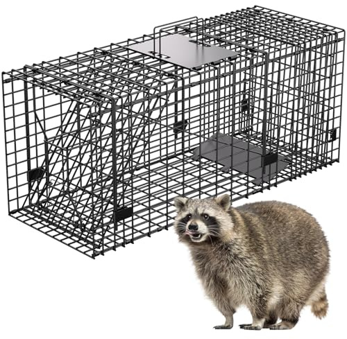 VASALAID Live Animal Trap Cage,32 X 12 X 12.5 Catch and Release,Foldable Humane Live Trap Cage Indoor and Outdoor for Raccoons,Groundhogs,Stray Cats,Squirrels,Rabbits,woodchucks