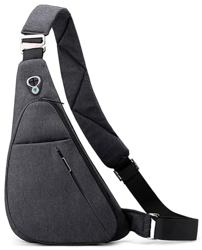 FOLOVEYA Mochila Cruzada Hombre Bolsos de Hombro Sling Bag Bolso Bandolera Pequeño Bolso de Pecho Antirobo Crossbody Bolsa Viaje Deporte Ciclismo Impermeable Poliéster Hombro Derecho Negro