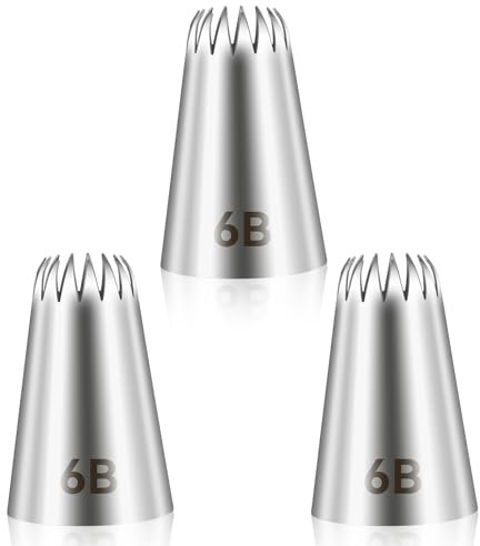 3pcs 6B Cake Piping Tips, Cake Decorating Supplies Piping Tips, Piping Nozzles Decorating Tips, Baking Tools for Buttercream, Icing, Birthday Cake, Cupcake, DIY Art