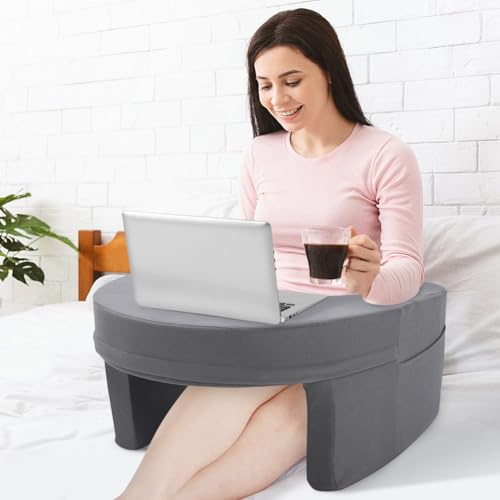 Ejoyous Almohada de Lectura con Brazos y Bolsillo Lateral, Cojín de Regazo para Cama y Sofá, Soporte para Computadora Portátil y Juegos