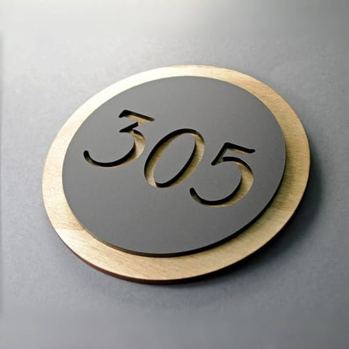 Panneau de numéro de maison rond en bois acrylique personnalisé pour la signalisation d'hôtel, numéro de chambre, panneau de porte d'appartement.