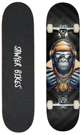 Sawyer Bikes - Monopatín/Skateboard (78cm x 20cm) - Niños y Adolescentes (Gorila)