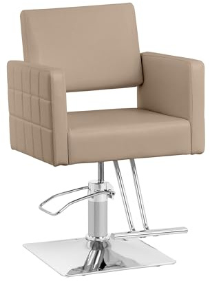Physa Fauteuil de Coiffure Ribbleton Beige avec Repose-Pieds Hauteur d'assise 49-63 cm pour 150 kg - Fauteuil de Salon de Coiffure Chaise de Coiffure Chaise de Salon de Coiffure