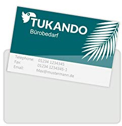 Tukando Visitenkartentaschen selbstklebend, transparent und glasklar für Bürobedarf - Visitenkarten bis 90x55mm (200)