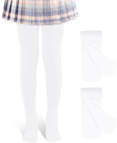 LAETBBE 2 Pack Girls Tights Dance Tights Ballet Girls School uniform Footed Leggings Stockings for Kids 3-5 Years