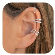 Kenivira 3 Pares Ear Cuff Pendientes Sin Agujero para Mujer Oro Plata Ajustable Pendientes Ear Cuff Set