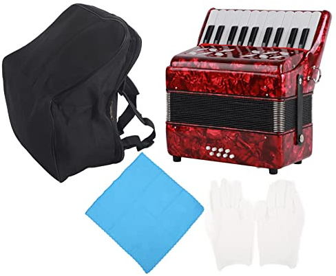 Sustvita 8 Bass Piano Accordion 22 Key Accordion con correa retráctil, agradable para principiantes y amantes de la música, instrumento musical educativo portátil
