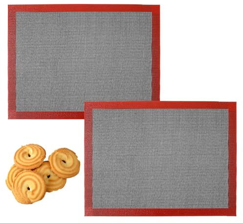 2 Pcs Perforated Silicone Baking Mats 15.7*11.7 Silicone Baking Sheet Reusable Cooking Mat Breathable Mesh Cookie Mat for Cookies, Bread and Pastry, Bakings Supplies for Oven