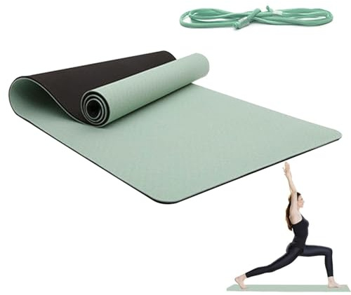 Alfombra de yoga antideslizante, con correa de transporte y antideslizante | Alfombra de yoga ancha para el ejercicio en el hogar, para pilates, entrenamiento, gimnasio, viajes, interior al aire