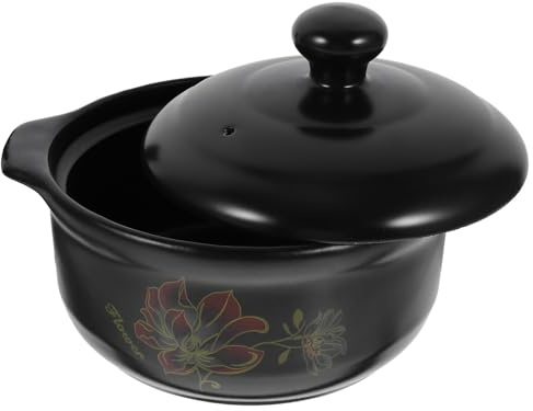 Healifty Olla para Hacer Sopa y Arroz de Cerámica Diseño Elegante, Resistente al Calor para Cocina Lenta, Apta para Estufas de Gas y Eléctricas, Capacidad para 2 Personas