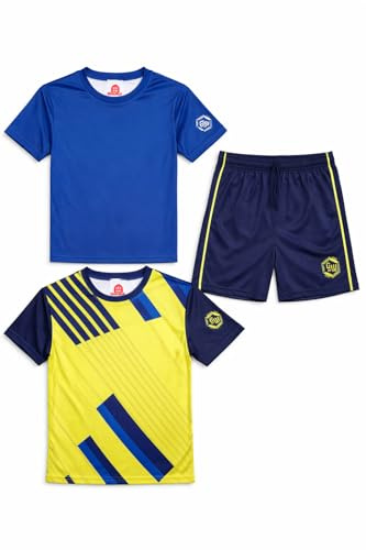 ALPHADVENTURE - Conjunto Deportivo Niño, Chándal de 3 Piezas, 2 Camisetas Manga Corta y 1 Pantalón Corto con bolsillos para Hacer Deporte - Tallas de 6 hasta 14 años
