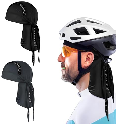 2 Pcs Sottocasco Moto Estivo, Bandana Uomo, Berretto Ciclismo Traspirante, Sottocasco Bici Anti-Sudore per Uomo e Donna, Bandana Pirata per Corsa, Moto e Sport all'Aperto