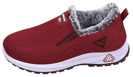 Vintersneakers för kvinnor Storbritannien, fleecefodrade träningsskor, slip-on träningsskor, enfärgad fleecefodrade bomullsskor mjuka varma halkfria sneakers bekväma tjocka promenadskor