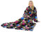 Autumn Faith Snuggle Blanket With Sleeves Winter Warm - Black Floral