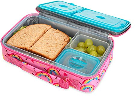 Nuby Insulated Lunchbox for Girls - Bento Lunch Box - 3+ Years - Pink Rainbows - Back to School Essentials