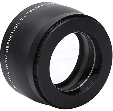 Lente de Cámara HD, Aumento de 58 mm 2X Vidrio óptico Ligero Teleconvertidor Universal Teleobjetivo para Cámaras Accesorio