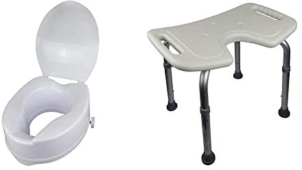 Mobiclinic, Elevador WC, Con tapa, 14 cm, Regulable, Blanco, Titán + Bahía Silla de Baño